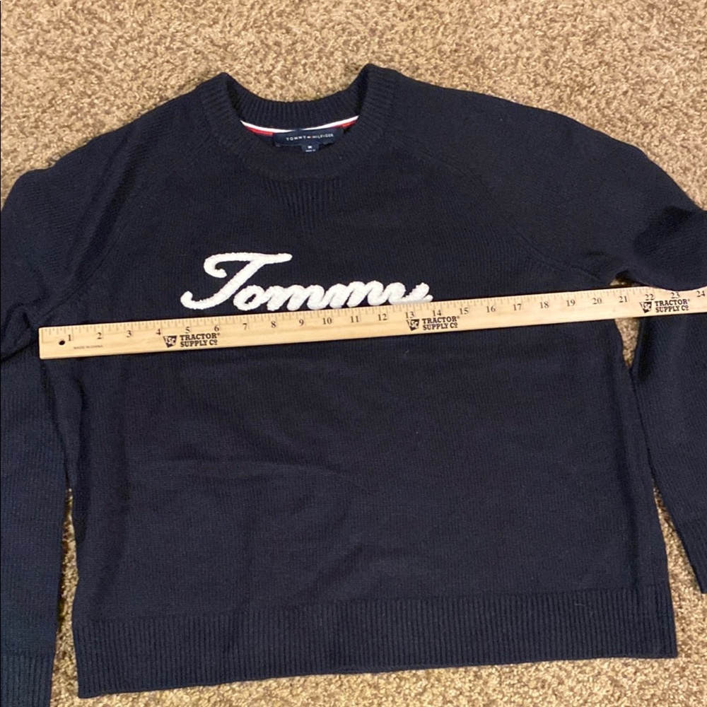 Navy Crewneck Sweater with Script Logo - Picture 6 of 8